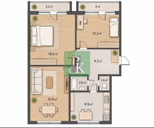 
  Продается 3-комн. квартира 70.8 м². Фото 2.
