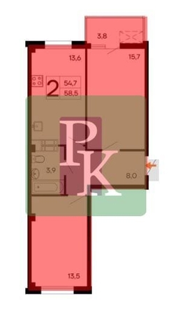 
  Продается 2-комн. квартира 58.5 м². Фото 24.
