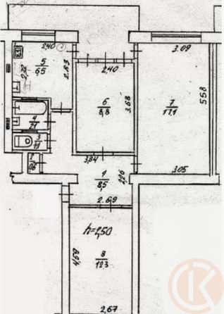 
  Продается 3-комн. квартира 56.6 м². Фото 12.