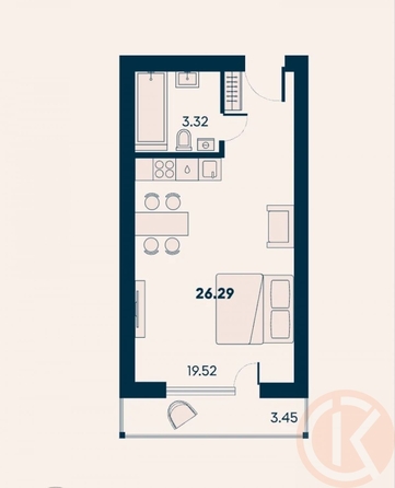 
  Продается апартамент 26.29 м². Фото 7.