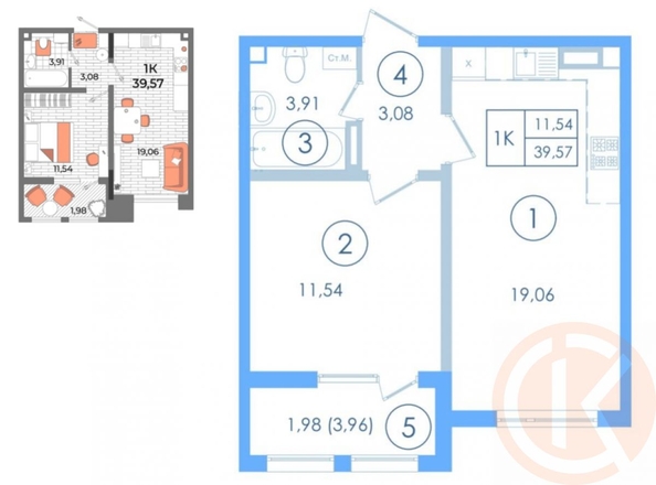
  Продается 1-комн. квартира 37.3 м², в ЖК Мойнако Ривьера, 1 очередь. Фото 7.