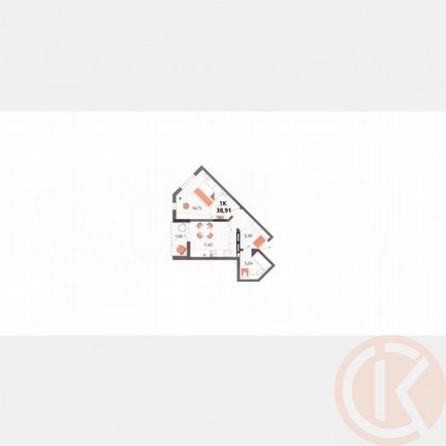 
  Продается 1-комн. квартира 38.9 м². Фото 2.