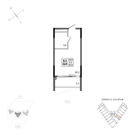 
  Продается апартамент 29.9 м², в АК Летто. Фото 1.
