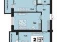 Дарград, литера 40: Планировка 2-комн 49,9 м²