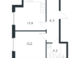 Новая Елизаветка, литер 5: Планировка 1-комн 38,8 м²