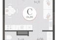 Моренуар, литер 23: Планировка Студия 24,2 м²