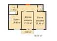 Парк у дома, литера 8.1: Планировка 2-комн 62,2, 62,7 м²