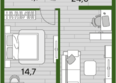 ДОГМА ПАРК, лит 12: Планировка 1-комн 48,4 м²