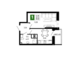 Октябрь Парк, 5.1: Планировка 1-комн 33,83 м²