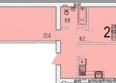 Дарград, литера 39: Планировка 2-комн 53,6 м²