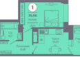 Сокольники, литера 7: Планировка 1-комн 35,08 - 35,56 м²