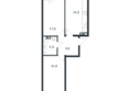 Новая Елизаветка, литер 6: Планировка 2-комн 59,1 - 59,85 м²
