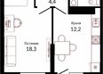 Отражение, 2 очередь литера 3: Планировка 1-комн 40,2 м²