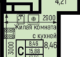 Ботаника Хиллс, лит 1: Планировка Студия 17,36 м²