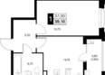 Эстет, литер 45.1: Планировка 1-комн 39,1 м²