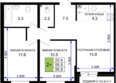 Дыхание, литер 26: Планировка 2-комн 56,8 м²