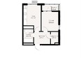 Альпина: Планировка 1-комн 41,04 м²