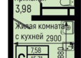 Ботаника Хиллс, лит 1: Планировка Студия 17,19 м²