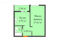 Молодежный 2, литера 4: Планировка 1-комн 34,29 м²