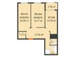 Кубанский, литера 5.1: Планировка 2-комн 70,64 м²