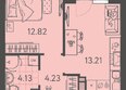 Клубный квартал «Друзья», лит 1: Планировка 1-комн 35,55, 35,8 м²