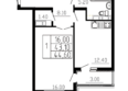 Посейдон 2: Планировка 1-комн 44,6 м²