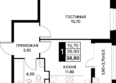 Персона, литер 1.1: Планировка 1-комн 38,8 м²