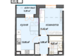 Центральный двор: Планировка 1-комн 35 м²