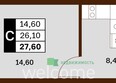 Аксис Патриот: Планировка 1-комн 27,6 м²