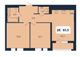 Норд-Премьер, корпус 15: Планировка 2-комн 61,3 м²
