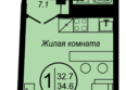 Александровский парк: Планировка 1-комн 34,6 м²