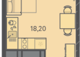 Теплые края, литер 2: Планировка 1-комн 23,14 м²
