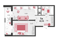 Родные просторы, литера 24: Планировка 1-комн 43,1 м²