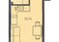 Теплые края, литер 9: Планировка Студия 21,98 м²