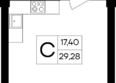 Республика: Планировка Студия 29,28 - 30,98 м²