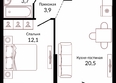 Отражение, 2 очередь литера 4: Планировка 1-комн 41,6 м²