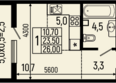 Звезды, литер 11: Планировка Студия 25,2 - 27,9 м²