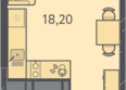 Теплые края, литер 3: Планировка 1-комн 23,14 м²