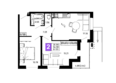Долина, литер 3: Планировка 2-комн 57,03 м²