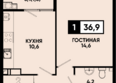 Моя Легенда, кор 2.4: Планировка 1-комн 36,9 м²