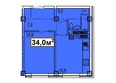 Николаевский 2, корпус 1: Планировка 1-комн 34 м²