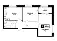 Печорин, литер 1: Планировка 2-комн 56,6, 56,9 м²