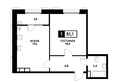 Основа, литер 4: Планировка 1-комн 50,9 - 51,7 м²