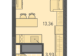 Теплые края, литер 9: Планировка Студия 22,03 м²
