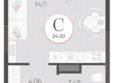 Моренуар, литер 23: Планировка Студия 24,2 м²