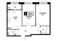 Основа, литер 12.1: Планировка 2-комн 62,3, 62,5 м²
