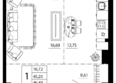Линии: Планировка 1-комн 46,94 м²