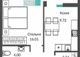 Единство: Планировка 1-комн 37,3 м²