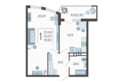 Режиссёр, литера 3: Планировка 1-комн 39,8 м²