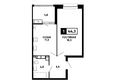 Кварталы 17/77, литер 7.2: Планировка 1-комн 44,2 - 44,6 м²